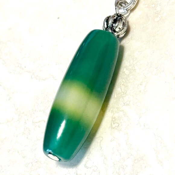 2/$20,  Green Dyed Agate Lariat  Necklace, Genuine Gemstone Cord Necklace - Picture 5 of 11
